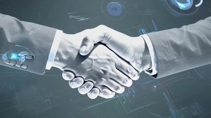 Aufkleber - hologram illustrating a virtual handshake in blockchain transactions generative ai