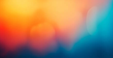 Poster - Enjoy a captivating blurred gradient of vibrant orange and blue with soft abstract shapes.