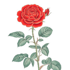 Wall Mural - PNG Red rose with vibrant petals on a white background