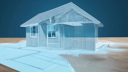 Poster - Blueprint Design of a House Construction Project Showcasing Structure Generative AI