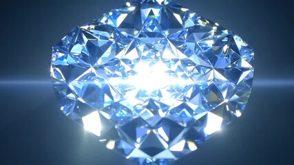 Poster - Close-up of Sparkling Blue Crystals Under Bright Lighting Generative AI