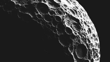 Wall Mural - moon or asteroid in stippling style with many impact craters. rocky satellite covered by lunar crate