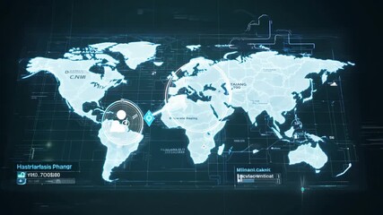 Poster - Holographic Map Showcasing Global Banking Interface Networks Generative AI