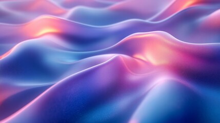 Poster - abstract waves of soft fabric in shades of blue and purple illuminated by gentle light