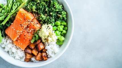 Wall Mural - Served in a bowl, this salad contains smoked salmon, cherry tomatoes, and cucumbers.