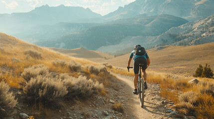 Wall Mural - hiker in the mountains