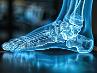 Wall Mural - A detailed x-ray image of a human foot. AI.