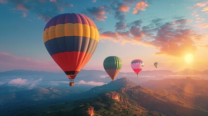 Wall Mural - Colorful Hot Air Balloons in the sky, Skyward Festival, a Celebration of Flight and Freedom