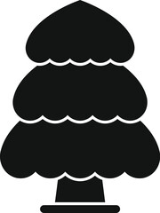 Poster - black silhouette of a tree with rounded crown standing on the ground