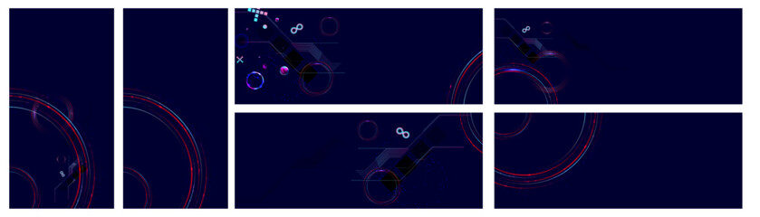 Wall Mural - Set of banner style of cosmos universe stars galaxy dark blue 3d futuristic background modern planets neon
