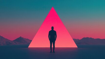 Digital frontier expansion flat design front view cyber theme 3D render Triadic Color Scheme