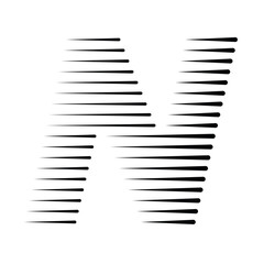 Aufkleber - Letter N Logo with Abstract Line Pattern Isolated On White Background