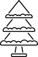 Poster - simple line art icon of a three tiered pine tree growing on a stand
