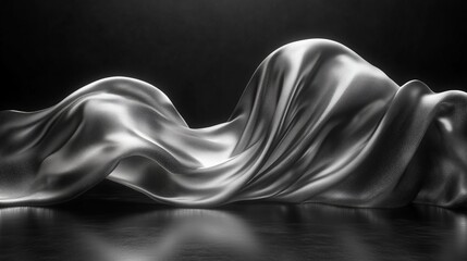 Poster - soft, flowing fabric draped elegantly on a dark surface in a minimalistic setting