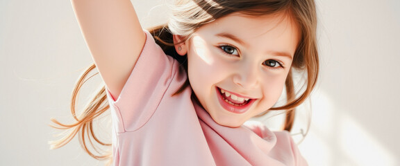 Wall Mural - Portrait of a smiling little girl with pigtails