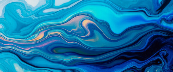 Poster - Abstract Blue and Gold Swirls