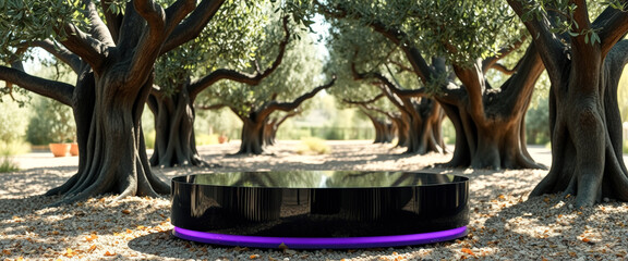 Sticker - Black Platform with Purple Light in Olive Grove