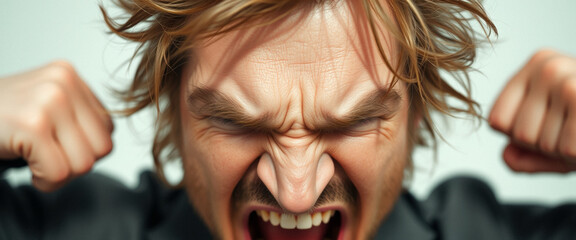 Angry Man Screaming Close-Up