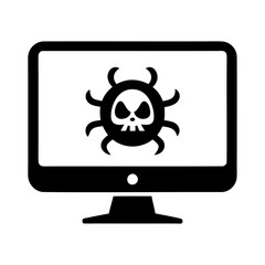 black silhouette web browser dangerous virus bug icon and vector illustration