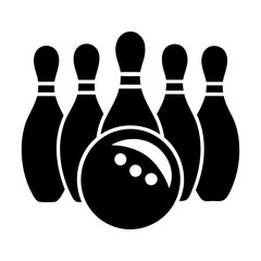 Wall Mural - Black silhouette sport bowling target hit strike ball icon and vector illustration