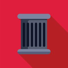 Sticker - Gray ancient greek column with long shadow on red background, in flat design