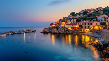 beautiful sunset on an italian coast with yachts and things