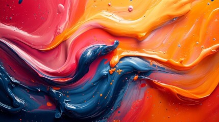 Poster - Colorful abstract paint swirl creating vibrant patterns on a textured surface