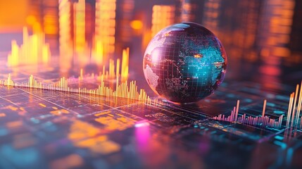 Poster - Detailed 3D Rendering of Economics Trade and Forecast Concepts for Business Strategy