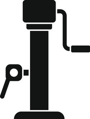 Poster - simple black glyph icon representing a car jack, a device used to lift a car