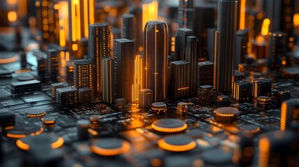 Poster - A 3D rendered visualization of economic data and inflation analysis