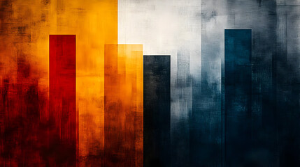 Wall Mural - Abstract artwork featuring vertical bars in warm and cool colors.