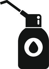 Poster - black and white icon of a bottle with a long spout pouring a drop of oil