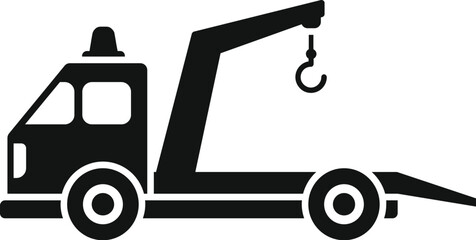 Poster - Black silhouette of a tow truck, a helpful vehicle for transporting broken down cars