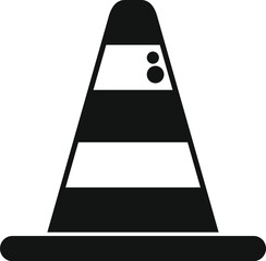 Poster - simple black and white striped traffic cone, essential for marking hazardous areas and ensuring safe
