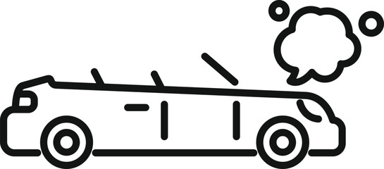 Poster - Line drawing of a limousine car emitting smoke from its hood