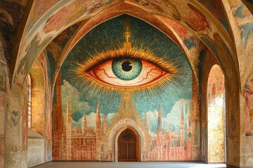 Eye of Providence Historic Mural Christianity, Freemasonry Religion Spiritual Symbol