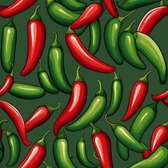 Wall Mural - seamless pattern with chili peppers