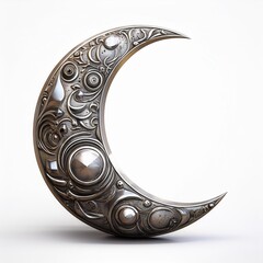 Wall Mural - ai generative of the crescent moon is made of steel