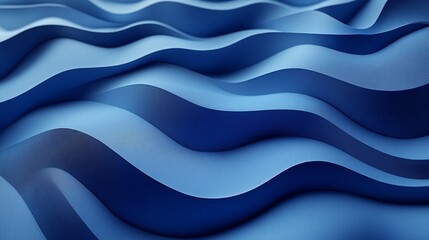 Poster - Waves of textured blue fabric create a flowing pattern in soft lighting