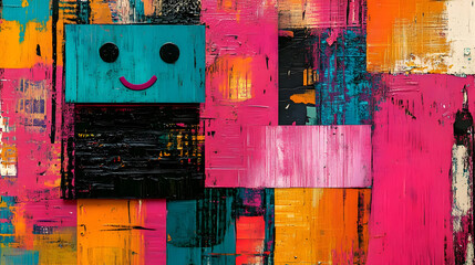 Wall Mural - Colorful abstract artwork featuring a playful character design.