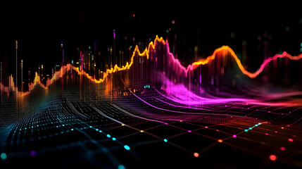 Canvas Print - Colorful abstract waveforms representing data visualization.