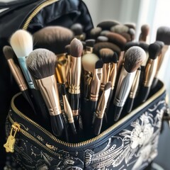 Various makeup brushes, including paintbrushes, are displayed on a white background, emphasizing their role as essential tools for artists and makeup enthusiasts.