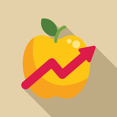 Poster - apple with a growing statistics arrow is showing positive results