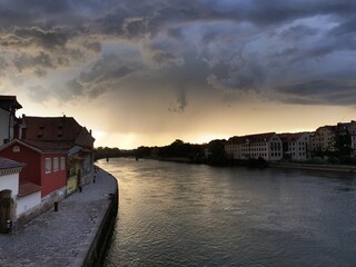 sunset over the river