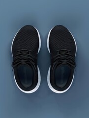 Poster - Top View of a Pair of Black Running Shoes.