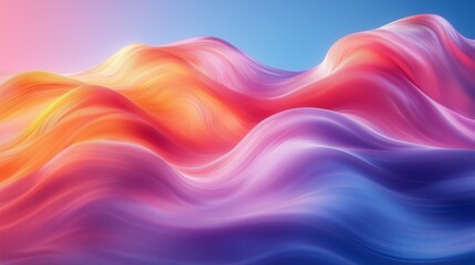 Poster - Colorful abstract waves of pink, orange, and blue blending gracefully in a smooth gradient