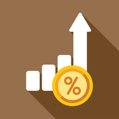Poster - Growing chart with a percentage symbol coin is showing increasing profits