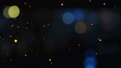 Poster - Glowing particles and bokeh lights animation over dark background