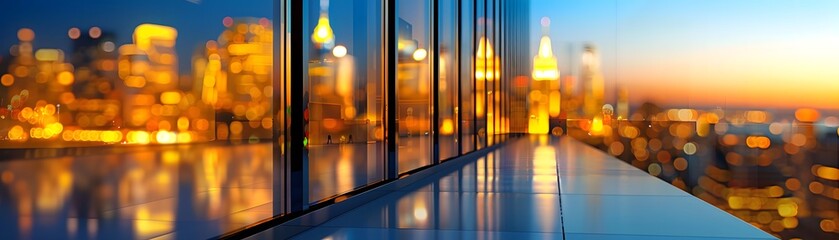 Wall Mural - Urban Elegance: Glass Building Reflecting City Lights Against Clear Night Sky