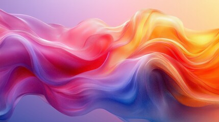 Wall Mural - Colorful abstract waves blending seamlessly in a gradient of pink, orange, and blue hues during a soft morning light